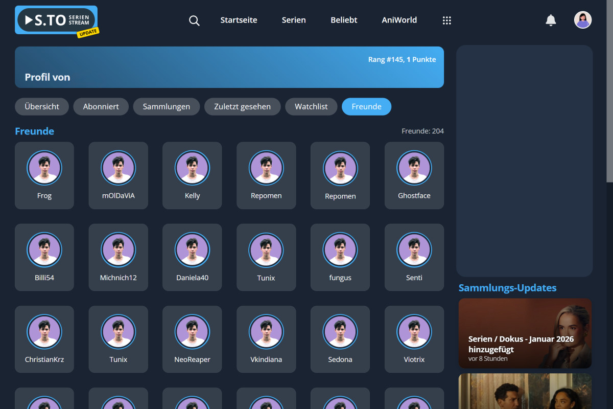 Profil - Freundeseite